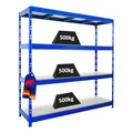 Produktbild: PROREGAL Profi Schwerlastregal Rhino EXTRA BREIT blau HxBxT 200x200x60cm Fachlast 500kg 4X Melamin-Ebenen 16mm Garagenregal, Lagerregal, Steckregal, Weitspannregal