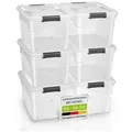 Produktbild: Juskys Aufbewahrungsbox (6 St), mit Rollen, stabil, verschließbar und pflegeleicht weiß 45 l | 38 cm x 30 cm x 52 cm