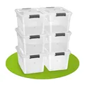 Produktbild: Juskys Aufbewahrungsbox mit Deckel - 6er Set Kunststoff Boxen 45l - Box stapelbar, transparent