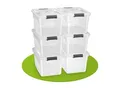 Produktbild: Juskys Aufbewahrungsbox mit Deckel - 6er Set Kunststoff Boxen 45l - Box stapelbar, transparent