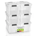 Produktbild: Juskys Aufbewahrungsbox mit Deckel - 6er Set Kunststoff Boxen 45l - Box groß, stapelbar, transparent - Aufbewahrung Ordnungssystem Aufbewahrungsboxen