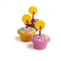 Produktbild: 3 Geburtstagsmuffins, Muffins (aus Holz)  für Kinderküche, Kaufladen Erzi 13155