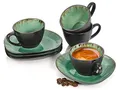 Produktbild: Sänger | Espressotassen Set Palm Beach mit Untertassen, 8-teiliges Espressotassen Set aus Steingut, Modernes Design, Fassungsvermögen 80 ml | PREMIUM COLLECTION