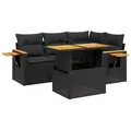 Produktbild: vidaXL 5-tlg. Garten-Sofagarnitur mit Kissen Schwarz Poly Rattan - Schwarz