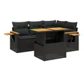 Produktbild: vidaXL Gartenlounge-Set 5-tlg. Garten-Sofagarnitur mit Kissen Schwarz Poly Rattan, (1-tlg)
