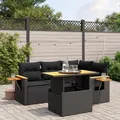 Produktbild: 5-tlg. Garten-Sofagarnitur mit Kissen Schwarz Poly Rattan