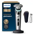 Produktbild: Philips Rasierer i9000 Prestige, elektrischer Nass- und Trockenrasierer für Herren mit integriertem Trimmer, dunkelgrau-silber, Drucksensor, Ladestation und Reiseetui (Modell XP9204/10)