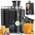 Produktbild: KESSER® Zentrifuge Entsafter für Obst | Gemüse aus Edelstahl 1100W, große Fütterungsröhre, 3 Stufen, Elektrische Zentrifugal Saftpresse Juicer + Bürste, Saftbehälter, Rezeptbuch, Schwarz