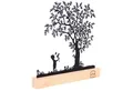 Produktbild: UNUS HOME Dekofigur Aufsteller Baum mit Kindern auf einer Schaukel (21cm breit), Baum-Silhouette aus Metall und Bambus-Holz Wohndekoration