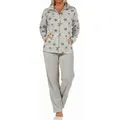 Produktbild: Normann Relaxanzug Damen Coralfleece Hausanzug Homewear mit Sternen als Motiv grau 44/46