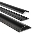 Produktbild: Kabelkanal selbstklebend, 100x7x2,1cm (Platz für bis zu 8 Kabel, 3M Klebestreifen, PVC, kürzbar, halbrund, für Schreibtisch, Wand, Sockel, Fußboden etc.) schwarz