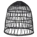 Produktbild: Lampenschirm BELL in Rattan Optik outdoor wetterfest für Garten Terrasse Balkon für E27 Fassungen schwarz H: 50cm Hängelampenschirm für Innen Außen in Korbgeflecht Stil (D: 48cm/schwarz-ohne Kabel)