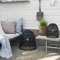 Produktbild: Lampenschirm Rattan Optik outdoor f. E27 Fassungen schwarz H: 50cm Garten Außen