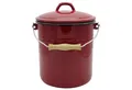 Produktbild: Mülleimer Emaille 5L rot Deckel Stahlemaille abnehmbar Holzgriff 20x23,5cm