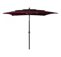 Produktbild: vidaXL Sonnenschirm Sonnenschirm mit Aluminium-Mast 3-lagig Bordeauxrot 2,5x2,5 m