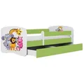 Produktbild: Kocot Kids Kinderbett Babydreams Zoo mit Schublade 180x80 cm mit Matratze in grün - Weiß