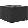Produktbild: vidaXL Gartentisch mit Glasplatte Schwarz 55 x 55 x 37 cm Poly Rattan