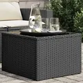 Produktbild: Gartentisch Mit Glasplatte Schwarz 55x55x37 Cm Poly Rattan Vidaxl