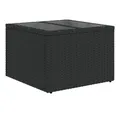 Produktbild: vidaXL Gartentisch Gartentisch mit Glasplatte Schwarz 55x55x37 cm Poly Rattan (1-St)