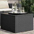 Produktbild: Gartentisch mit Glasplatte Schwarz 55x55x37 cm Poly Rattan