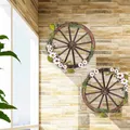 Produktbild: Goplus 2x Wagenrad, Holzrad Set, Dekorad, Dekoration Rad, mit Eisenblech, 76 x 76 x 3,5 cm
