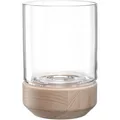Produktbild: LEONARDO HOME Legno Windlicht, 1 Stück, Moderne Vase aus Glas und Holz, handgemacht, Zeitloses Windlicht, einzigartiges Kunstwerk, Elegantes Design mit langlebiger Freude,Höhe 20,9 cm, beige, 084750