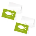 Produktbild: itenga 48 x Tischkarten Platzkarten Namensschild Fisch Kommunion Taufe Konfirmation (grün)