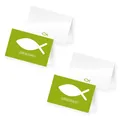Produktbild: itenga 48x Tischkarte Fisch grün Platzkarte Kommunion Taufe Konfirmation neu