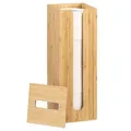 Produktbild: eluno Toilettenpapier Aufbewahrung für 4 Ersatzrollen aus Bambus im natürlichen Design, freistehender Rollenhalter mit Deckel & Ablagefläche, nachfüllbarer WC-Rollenhalter, eckig