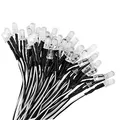 Produktbild: YIXISI 50 Stücke Vorverdrahtete LED, Dioden Licht, 12V vorverdrahtetes Licht, 5mm LEDs, 20cm Vorverdrahtetes Licht, Kaltes Weiß