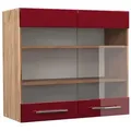 Produktbild: Vicco Küchenglasschrank, Bordeaux, Honigeiche, Holzwerkstoff, 3 Fächer, Rechteckig, 80x72x34.1 cm, Küchen, Küchenmöbel, Küchenschränke, Küchenoberschränke