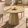 Produktbild: MODFU Runder Esstisch 120cm,Esszimmertisch,Küchentisch für 4-6 Personen,Wohnzimmertisch,Schlichtes Design,Eiche