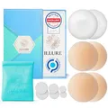 Produktbild: ILLURE® Nippelpads – Damen Nipple Cover [2 Paar] mit Brustwarzenschutz - Nipple Pads wiederverwendbar & waschbar - dünne Selbstklebende Brustwarzen Nippelabdeckung aus hypoallergenem Silikon [8 cm]
