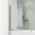 Produktbild: Schulte Badewannenfaltwand 1-teilig Berlin, 70 x 130 cm, 5 mm Sicherheitsglas ESG Dekor Querstreifen, Profilfarbe: Alu Natur - Grau