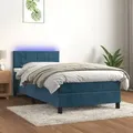 Produktbild: vidaXL Boxspringbett mit Matratze & LED Dunkelblau 100x200 cm Samt