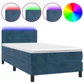 Produktbild: vidaXL Boxspringbett mit Matratze & LED Dunkelblau 100x200 cm Samt