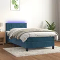 Produktbild: Boxspringbett mit Matratze & LED Dunkelblau 100x200 cm Samt