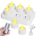 Produktbild: LED Teelichter Wiederaufladbar mit Timerfunction Ladestation, 6er LED Kerzen Flackernde Flamme mit Fernbedienung, für Zimmer, Wohnzimmer, Halloween, Weihnachten, Esstisch, Hochzeiten, Partydekoration