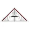 Produktbild: Zeichendreieck 32 cm glasklar, Skala rot hinterlegt, 180° - 1°, 45°-Linie, markierte Winkel 7°, 42°, 75°