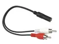 Produktbild: Audio-Adapterkabel 2x Cinchstecker zu Klinkenkupplung 3,5 mm stereo. Länge 0,2