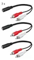 Produktbild: 3 Cinch Kabel Adapter 0,2 m Audio Y-Kabel 3,5 mm Buchse 2x Stecker 20cm 50092