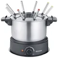 Produktbild: Severin Fondue, spülmaschinengeeignetes Fondueset mit 8 farblich markierten Gabeln, elektrisch, aus Edelstahl, für Käsefondue, Schokofondue oder Ölfondue, schwarz, FO 2470