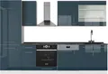 Produktbild: Vicco Küchenzeile Fame-Line, 300 cm , AP Anthrazit, Dunkelblau Hochglanz/Weiß