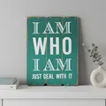Produktbild: Wandbild Holz 28x21cm Grün Sprüche Sayings Shabby Chic Vintage Deko Schild I am who I am