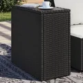 Produktbild: Garten-Beistelltisch mit Glasplatte Schwarz 58x27,5x55cm Rattan