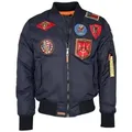 Produktbild: TOP GUN Bomberjacke im Pilotenstil mit Patches TG20191053 blau M