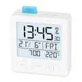 Produktbild: ADE Funkwecker digital mit Batterie | Funkuhr mit Licht | Uhr mit Temperaturanzeige | Reisewecker | mit Thermometer und Datumsanzeige | weiß