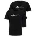 Produktbild: Alpha Industries Rundhalsshirt Label T 2 Pack (Packung, 2-tlg., 2er-Pack) schwarz L (50/52)