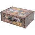 Produktbild: HMF Vintage Deko Koffer aus Holz, Aufbewahrungsbox mit Deckel und Ledergriff, stilvolle Aufbewahrung und Geschenkidee für Hochzeit oder Geburtstag | Garage | 44 x 32 x 16 cm