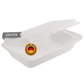 Produktbild: LogiPack GeRo 200x Bio Take Away Box weiß 250 x 162 x 63 mm aus Zuckerrohr | nachhaltige To Go Lunchbox Essensbox mit Deckel | Lebensmittel Behälter Einweg | kompostierbar auslaufsicher